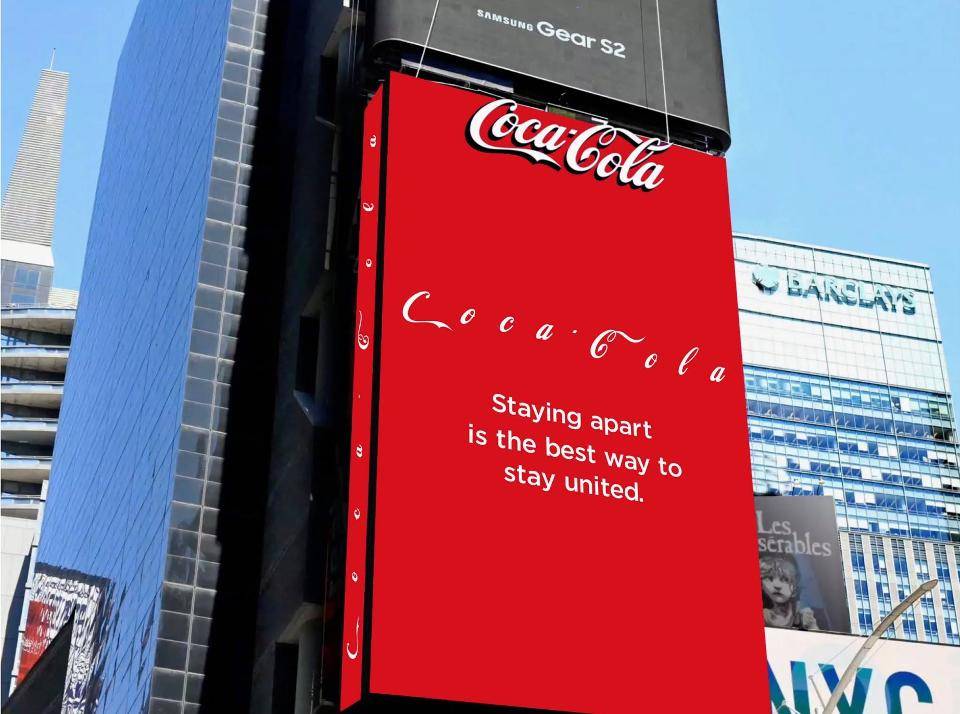 Coca cola sign promoting social distancing