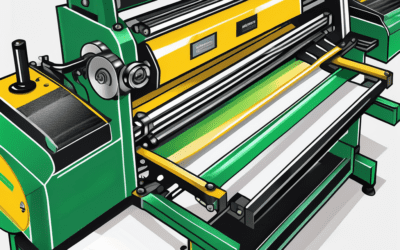 A professional printing press machine with a vibrant