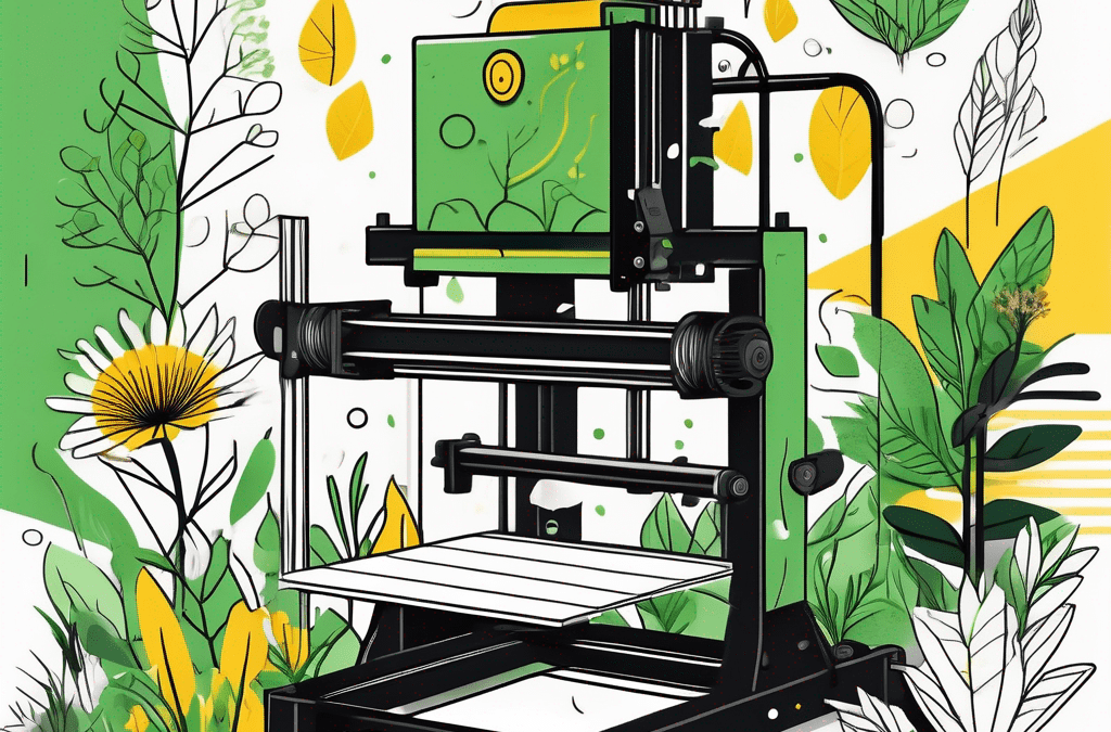 A printing press using vibrant soy-based inks to print eco-friendly flyers