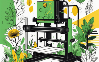 A printing press using vibrant soy-based inks to print eco-friendly flyers