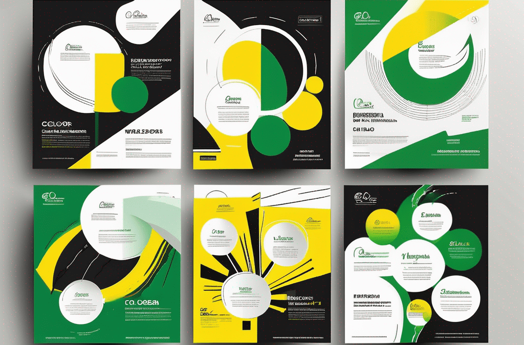 Various flyers in different colors